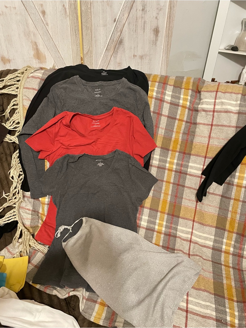 Banana Republic  Tee Pack - Black, Gray & Red & silver halter